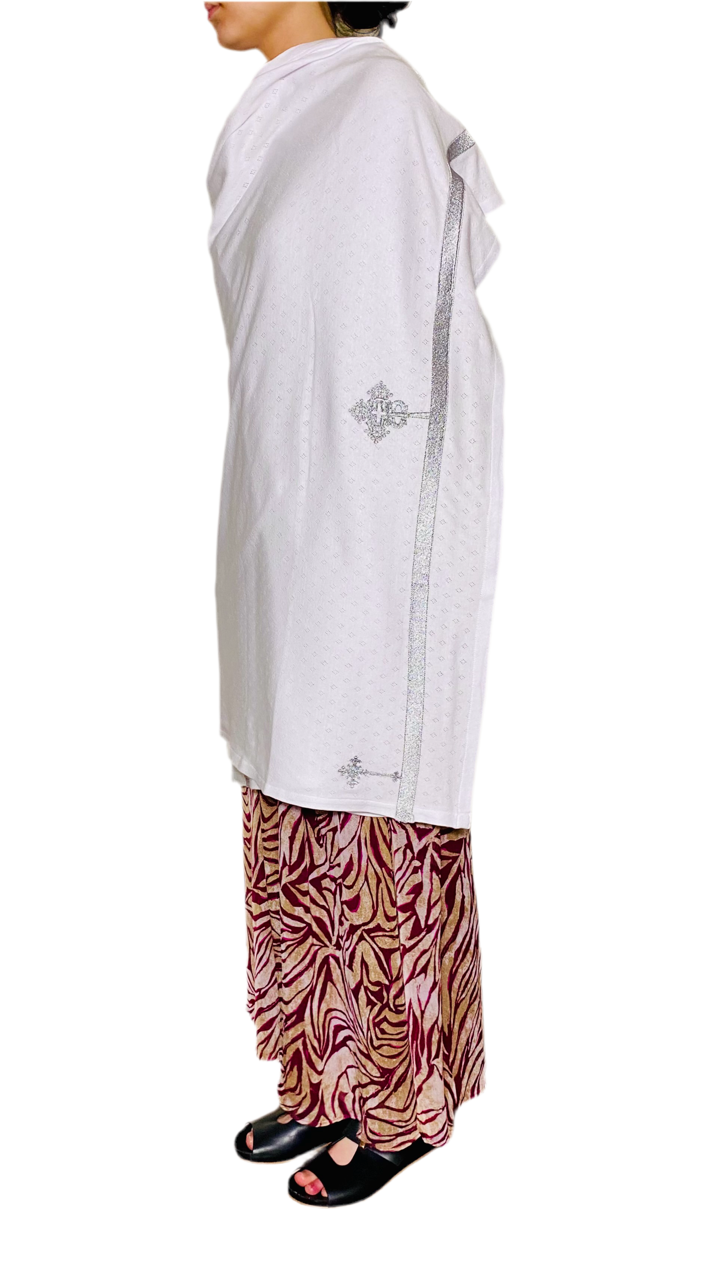 Woven oversized Scarf white/silver