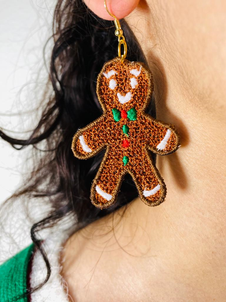 Embroidered Christmas earring