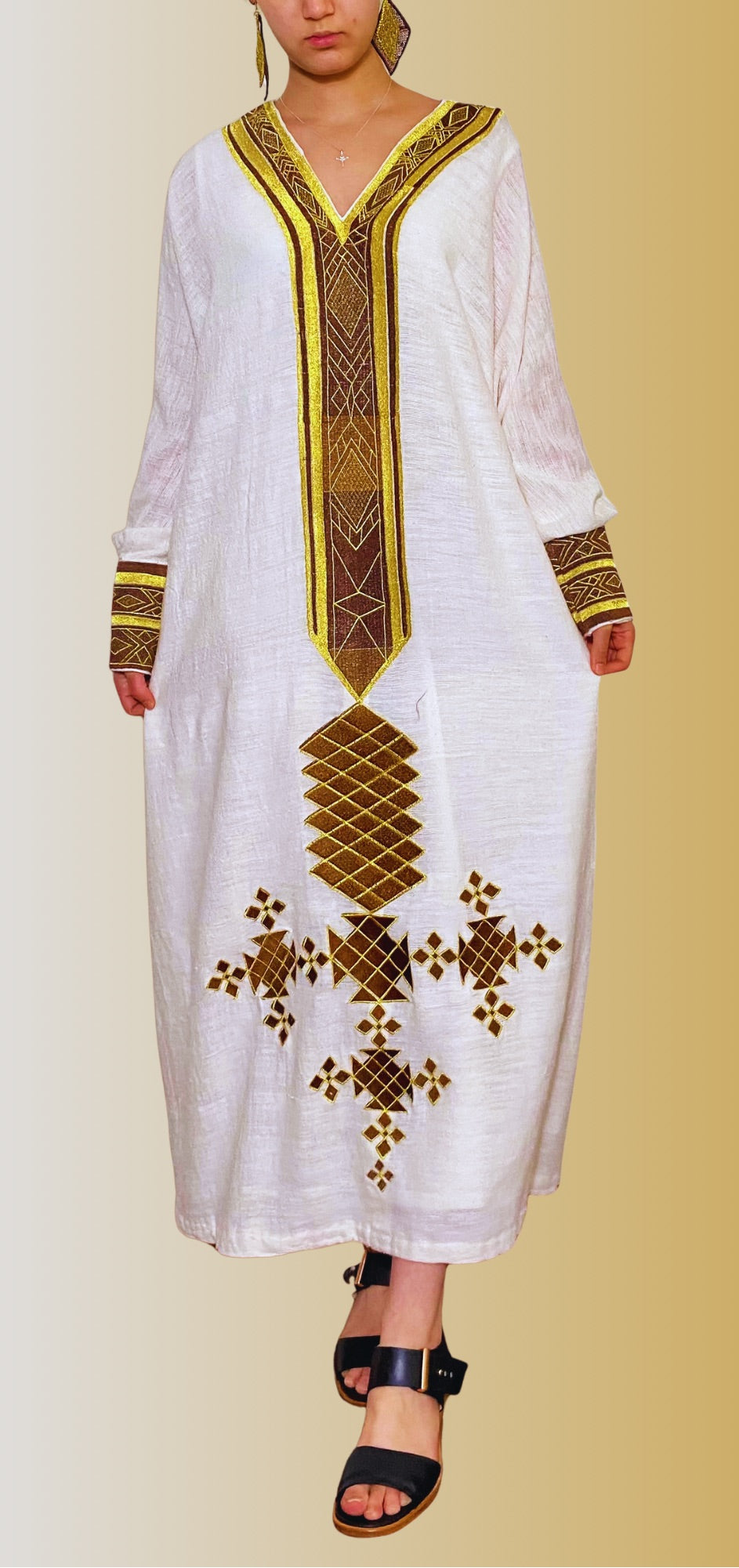 Fetel Habesha Kemis Brown embroidered