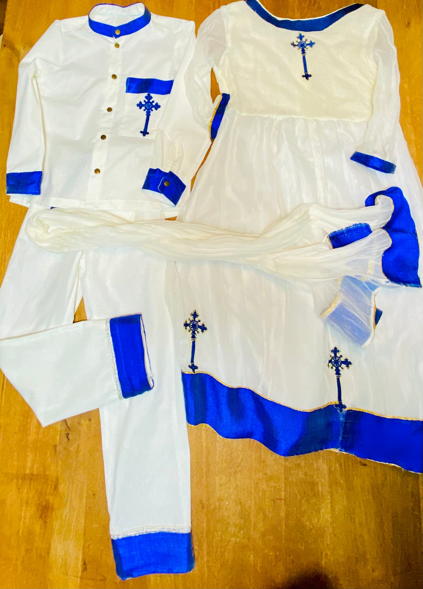 Girls dress Habesha Kemis cross embroidered
