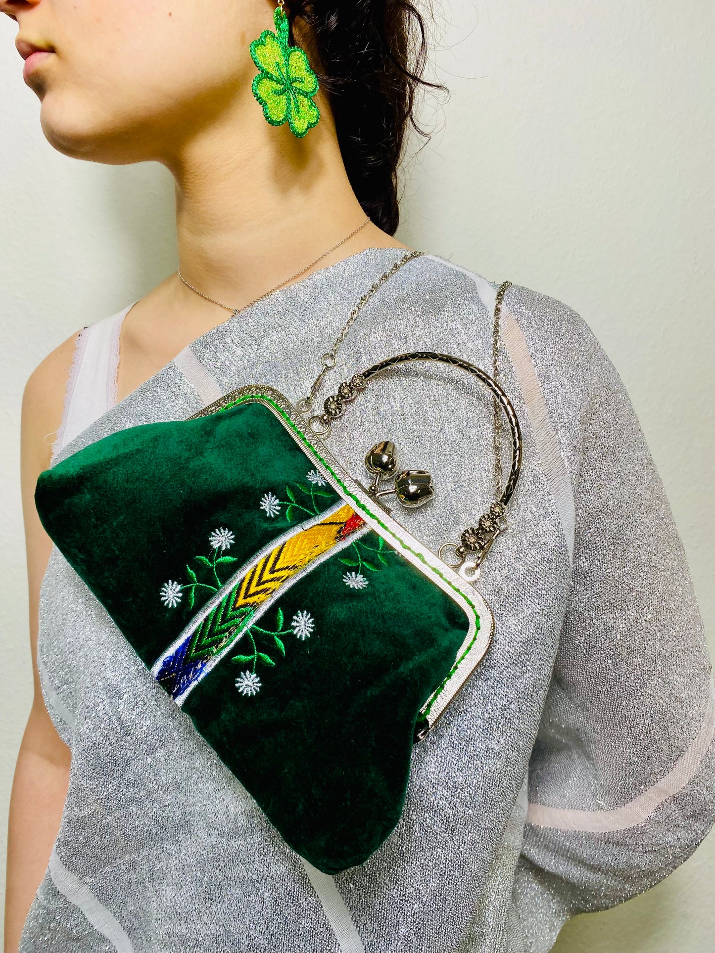 Clutch Bag fir green/silver