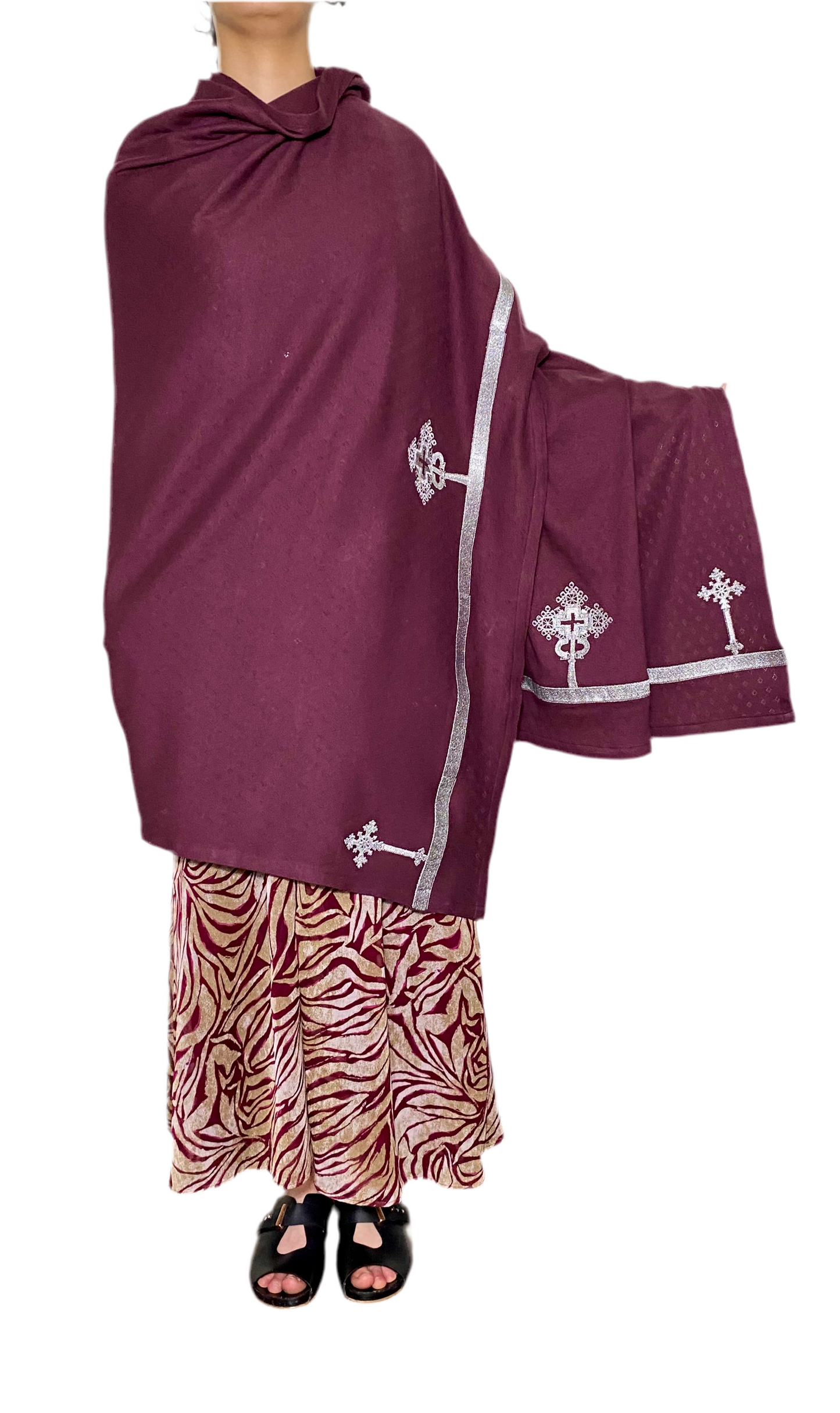 Knitted oversized Scarf burgundy