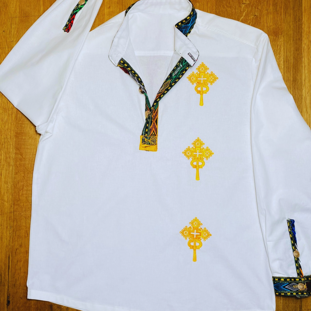 Habesha Men’s Shirt embroidered with three cross