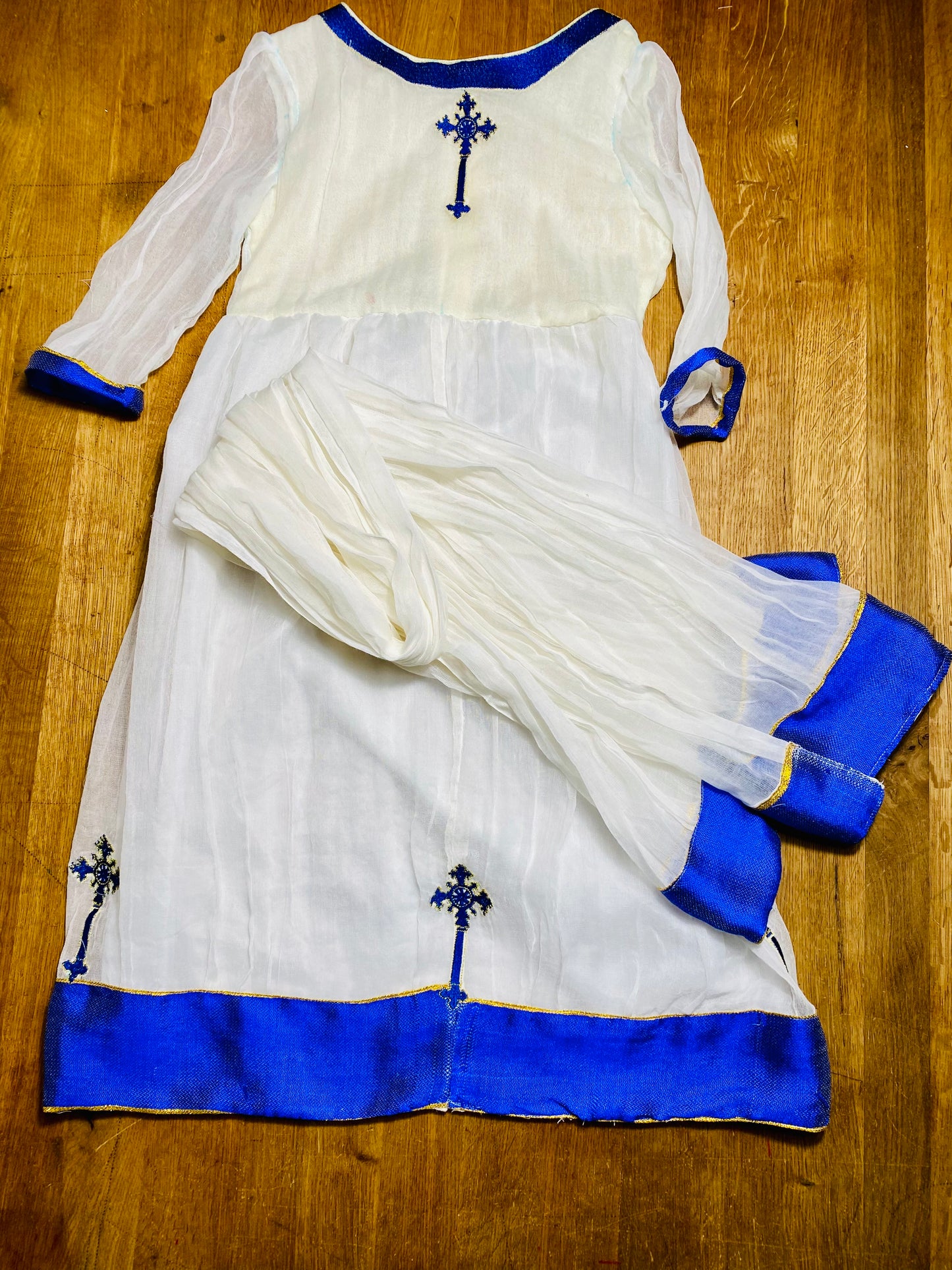 Girls dress Habesha Kemis cross embroidered
