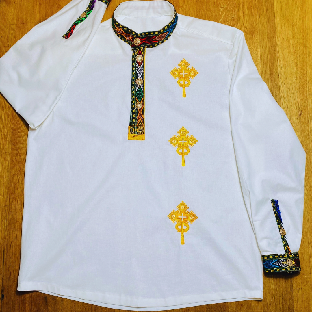 Habesha Men’s Shirt embroidered with three cross