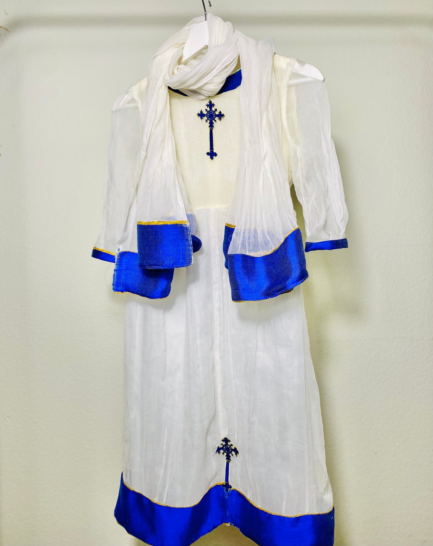 Girls dress Habesha Kemis cross embroidered