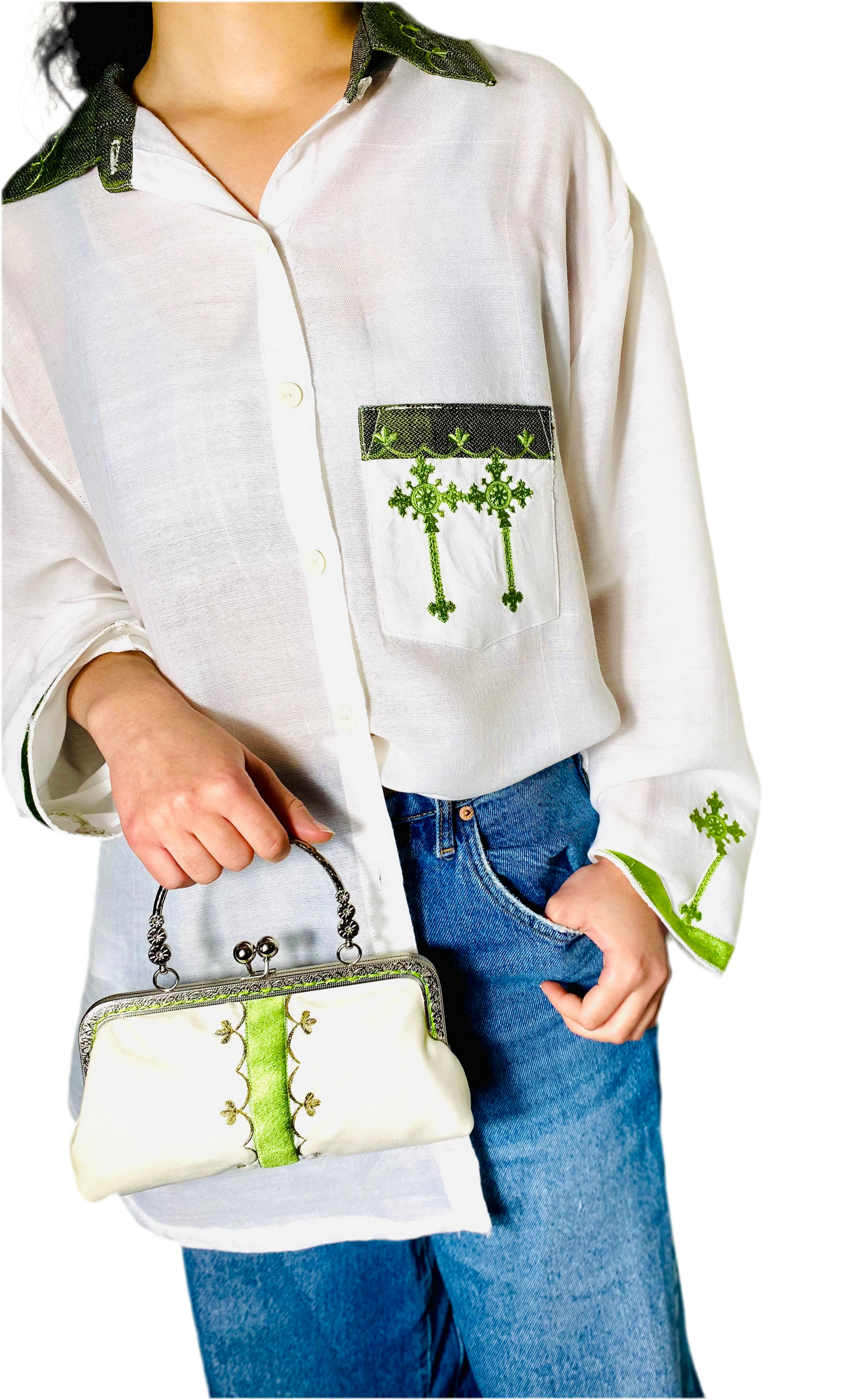 Clutch Bag green and olive green