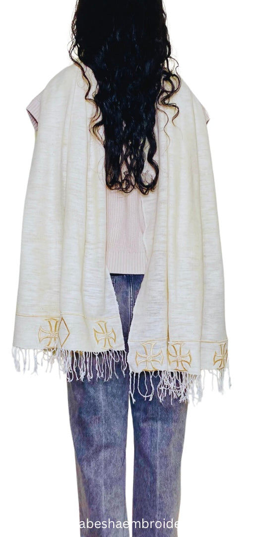 Hand woven 100% cotton Habesha wrap shawl.