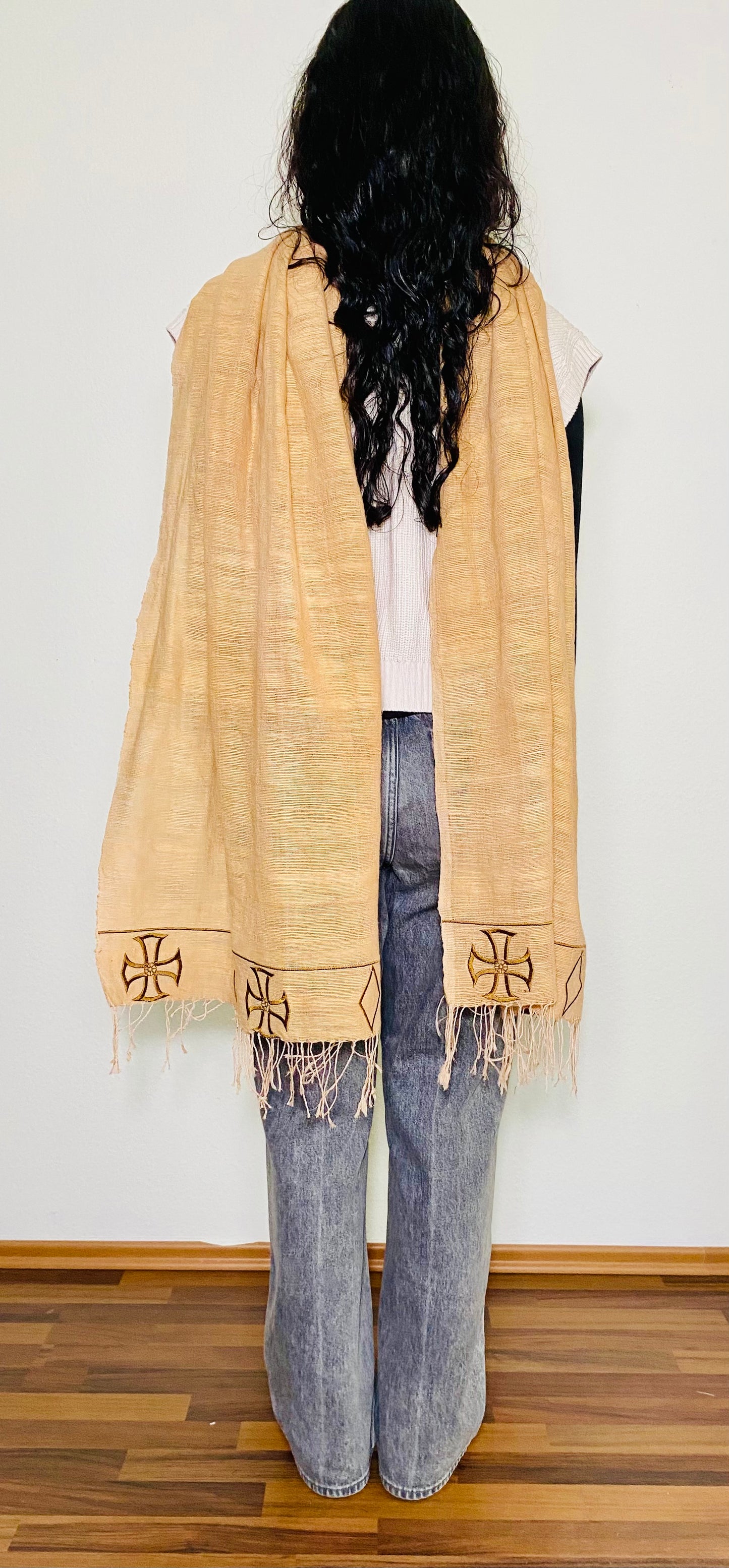 Hand woven 100% cotton Habesha wrap shawl.