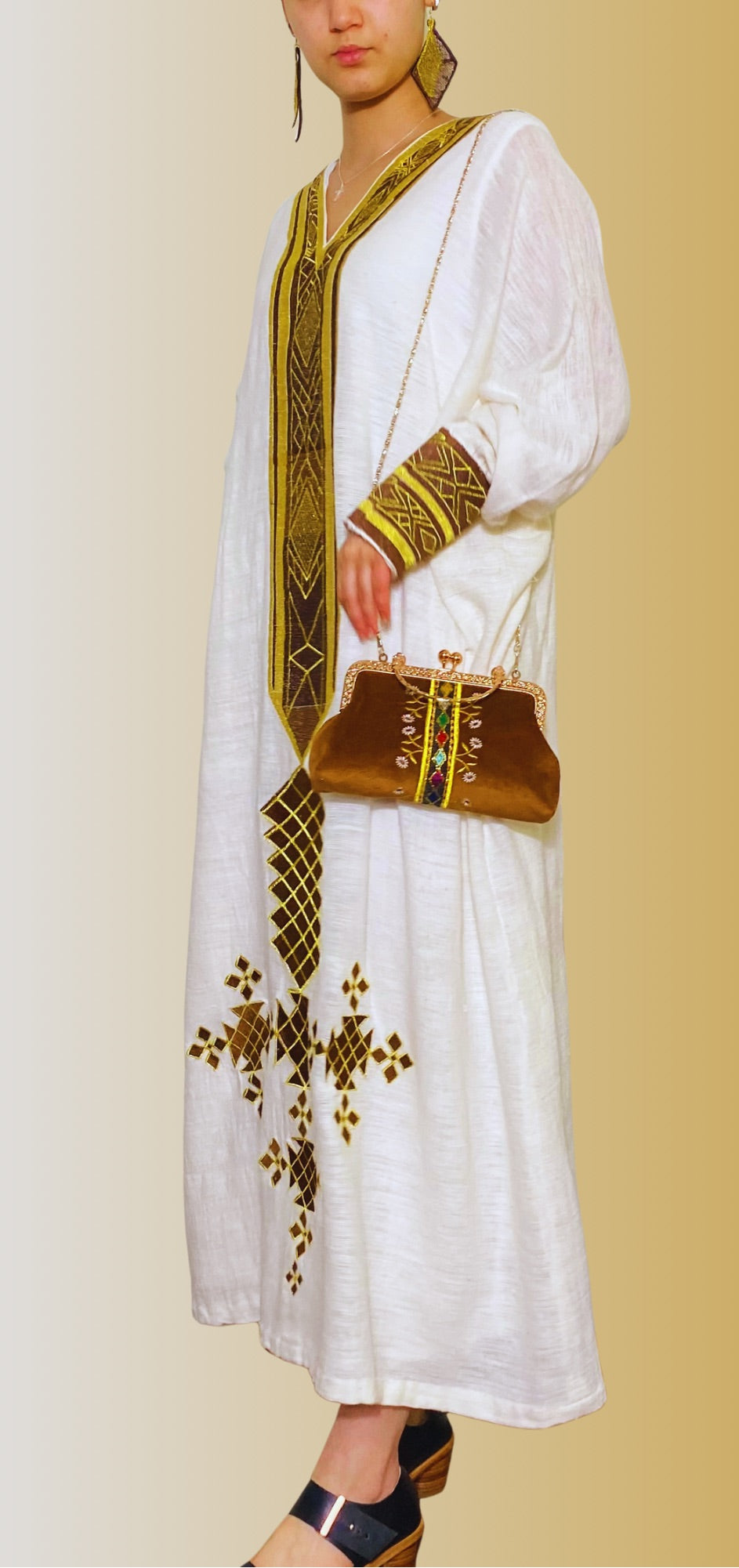 Fetel Habesha Kemis Brown embroidered