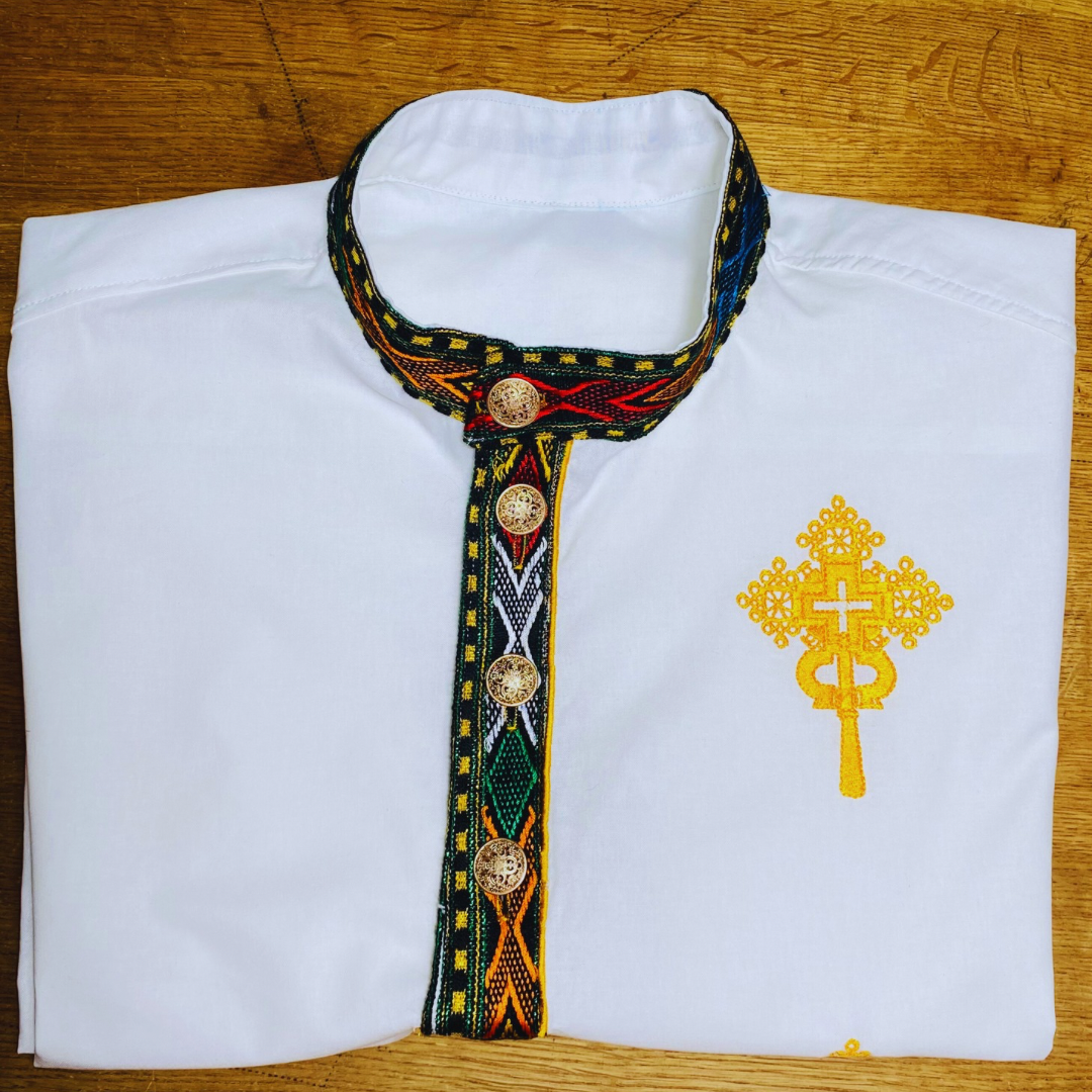 Habesha Men’s Shirt embroidered with three cross