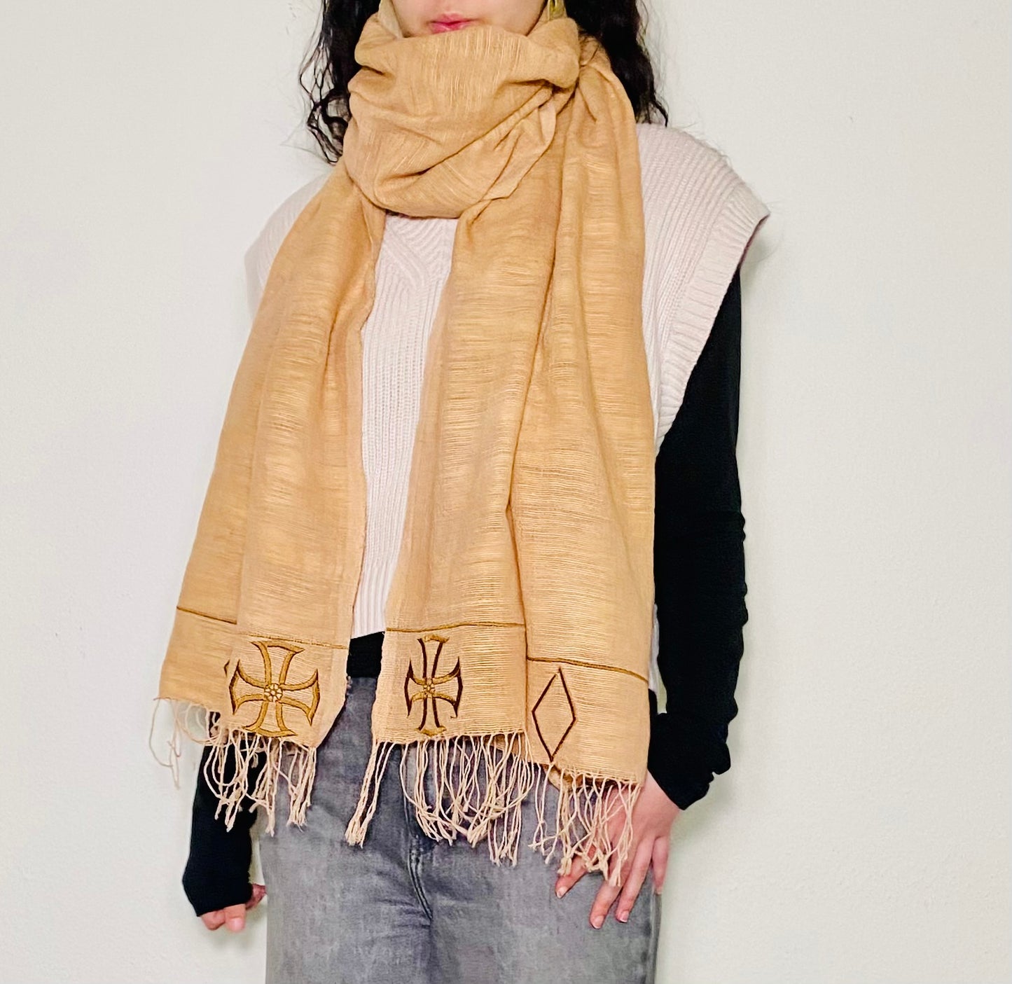 Hand woven 100% cotton Habesha wrap shawl.