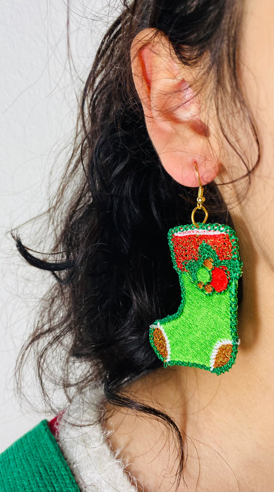 Embroidered Christmas earring