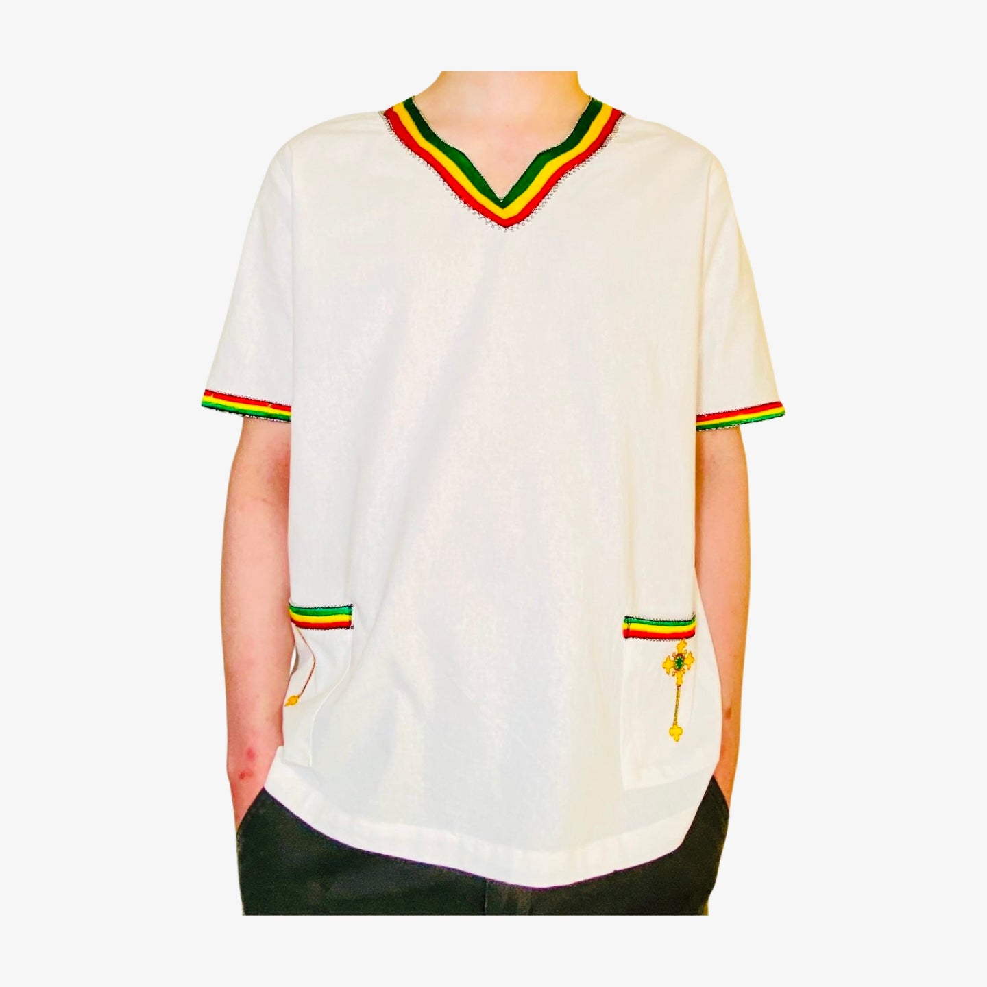 Men’s handmade Tunic Shirt embroidered (የተጠለፈ ሸሚዝ)