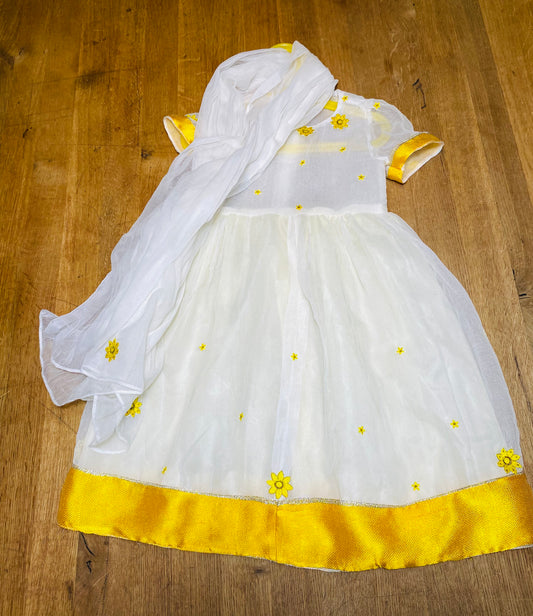 Girlls Addey Abeba flowers dress (Habesha Kemis)with matching Netela (Scarf)