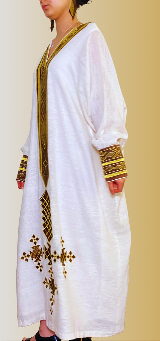 Fetel Habesha Kemis Brown embroidered