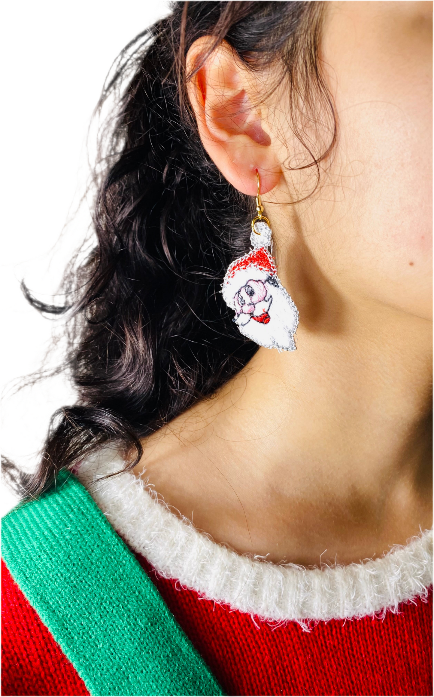 Embroidered Christmas earring