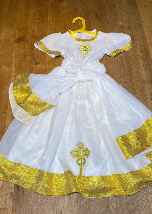 Girlls dress (Habesha Kemis)with small Netela