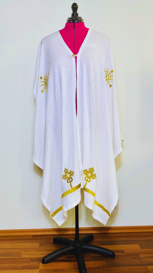 Woven oversized Scarf white/silver or cream/gold