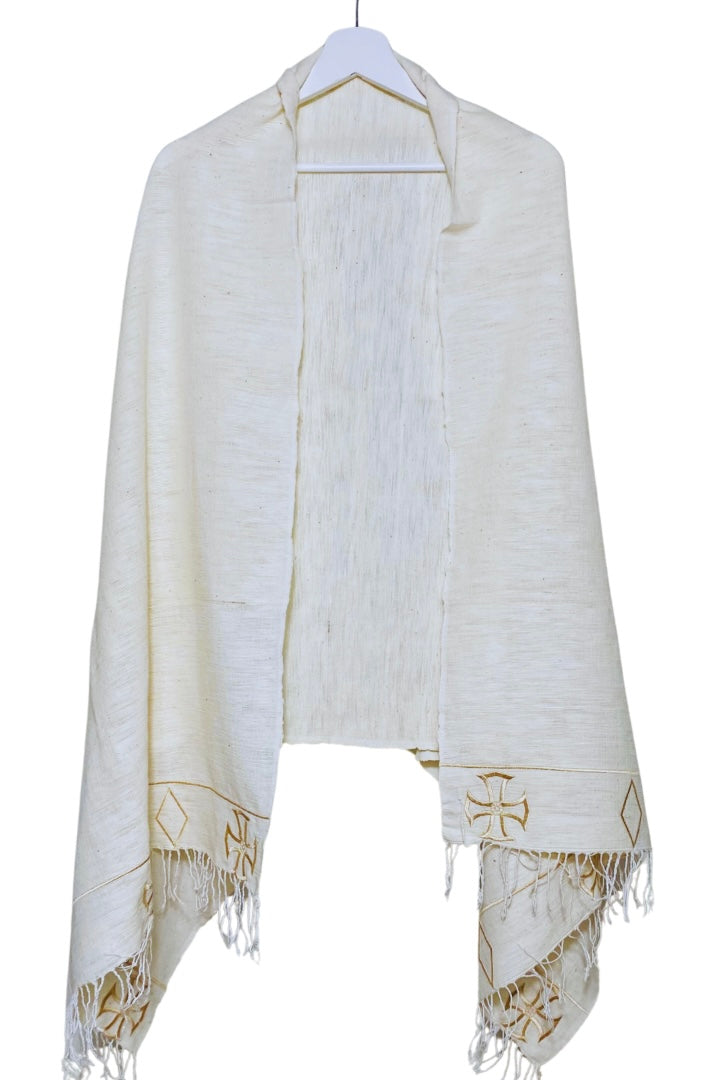 Hand woven 100% cotton Habesha wrap shawl.
