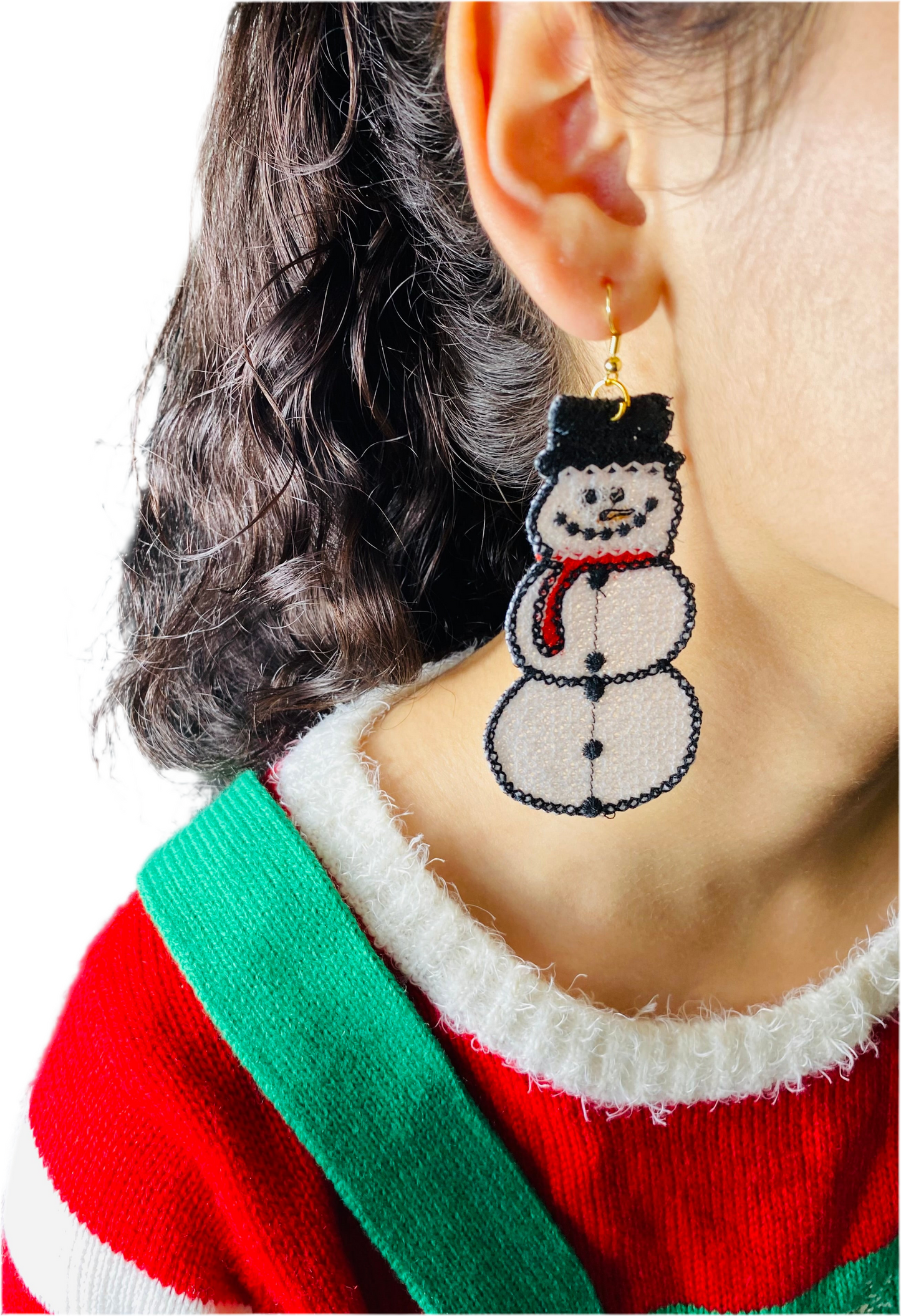 Embroidered Christmas earring